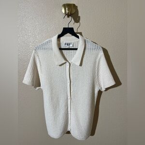 AWET Men's Cream White Short Sleeve Shirt